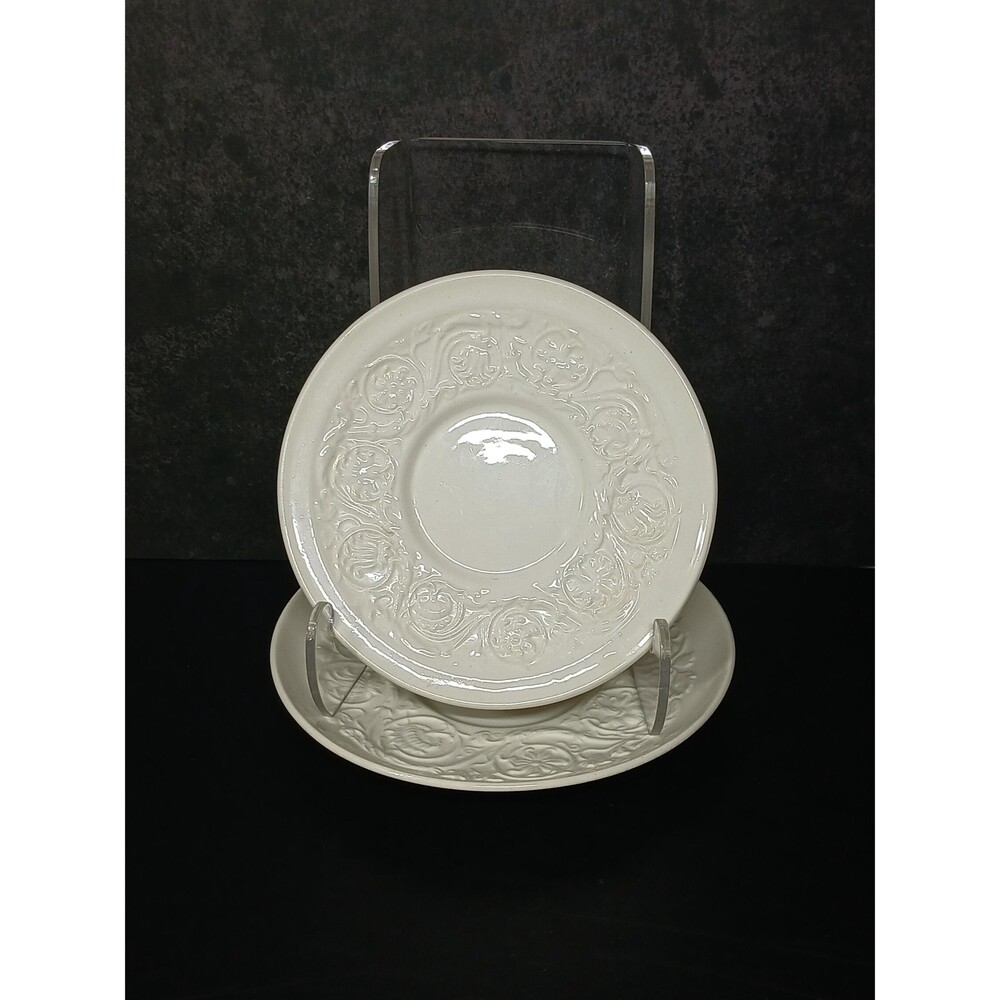 Wedgwood Patrician Cream White Saucers Set of 2